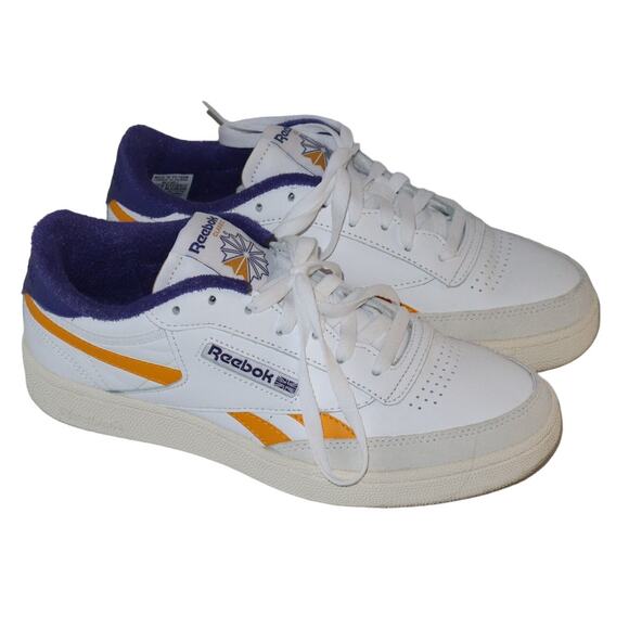 Men's Reebok Club C Revenge White Bold Purple Leather Sneakers Size 8 - GX0386 - Picture 2 of 7
